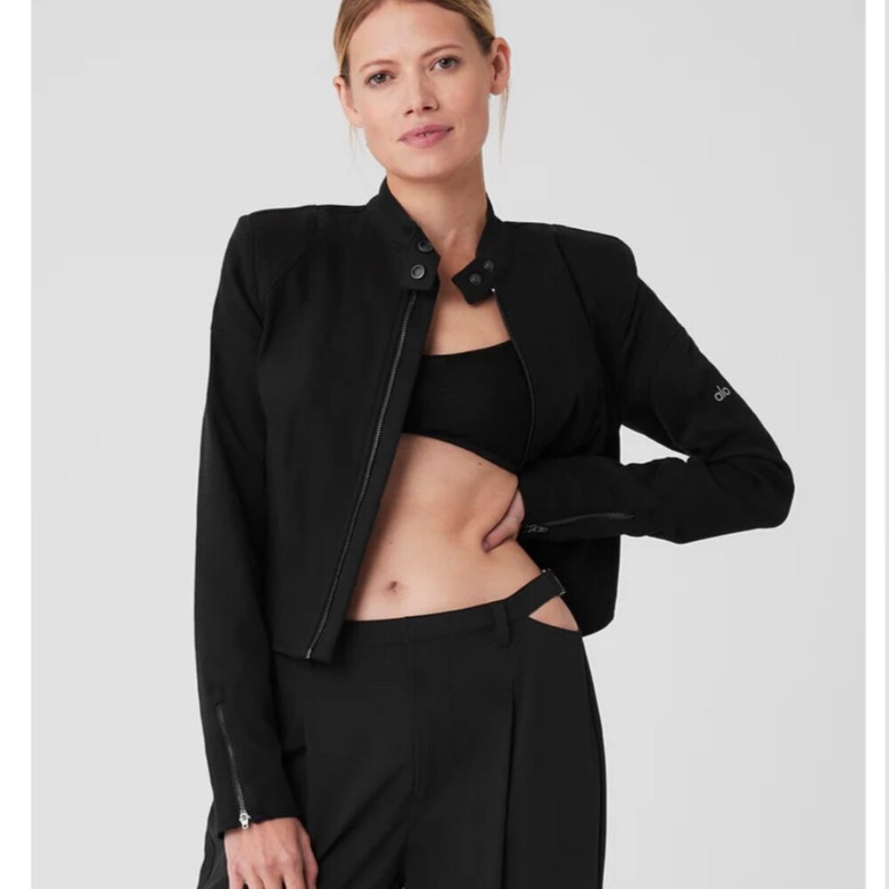 Alo Yoga Cropped Full Throttle Moto Jacket NWOT